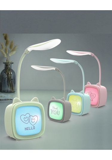 Tv Tasarımlı 2 Kademeli Şarjlı Masa Lambası Gri