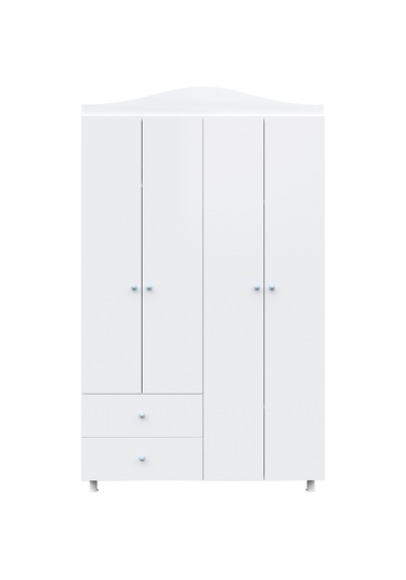 Angel Mavi Kulplu 5 Bölmeli 2 Çekmeceli Gardrop