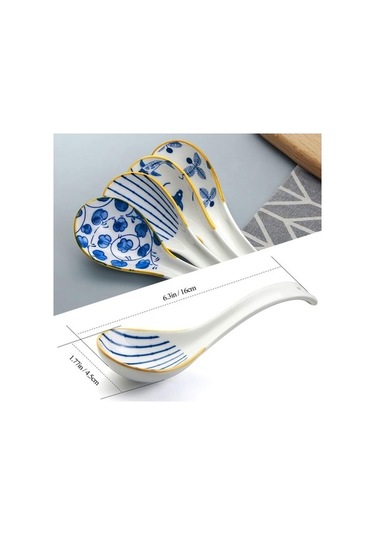 Fastbuy 6,3 Seramik Çin Mantar Kaşığı, Retro Ramen Kaşığı, Tasarım Kaşık