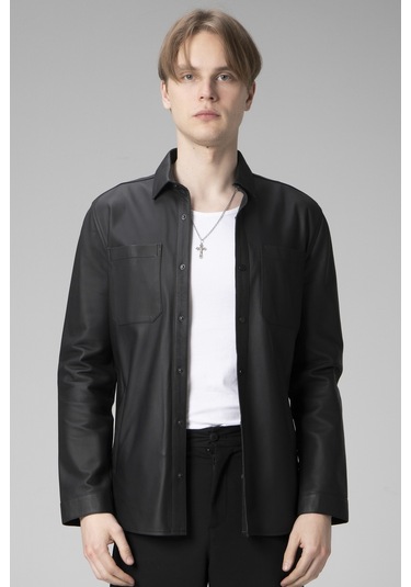 Dericlub Wm202 Gerçek Deri Erkek Gömlek
