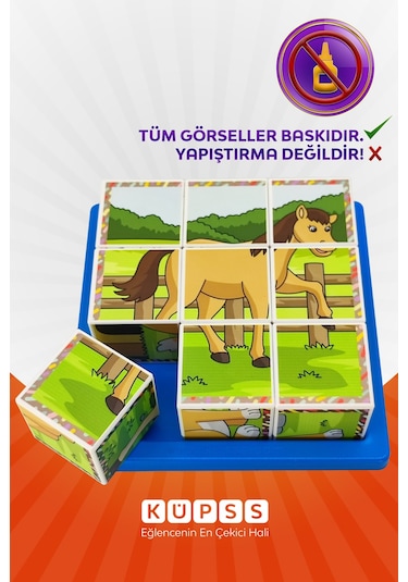 6 Farklı Çiftlik Hayvanları 3d Küp Puzzle 3 4 5 6 Yaş Küp Puzzle