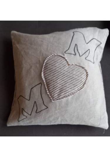 Kırlent Kılıfı 2 Lı Mom 45x45 Keten&kahve Bej Çizgili