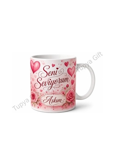 Sevgiliye Hediye İsme Özel Sublimation Baskılı Kupa Bardak Sevgili Hediyesi Beyaz