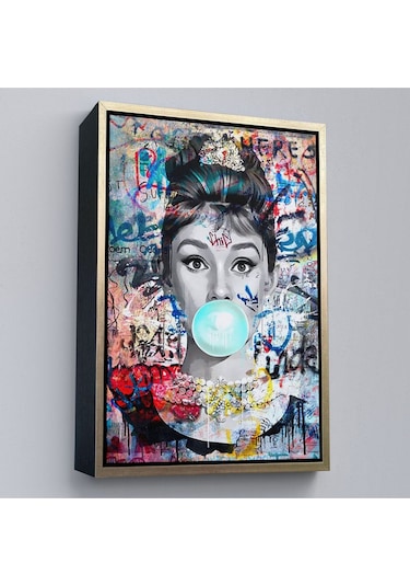 Çerçeveli Audrey Hepburn Graffiti Pop Art Duvar Tablosu-6470
