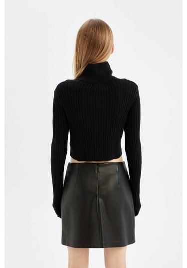 Defacto Coool Yarım Balıkçı Yaka Fermuarlı Triko Hırka B2558AX24AUBK56 Siyah