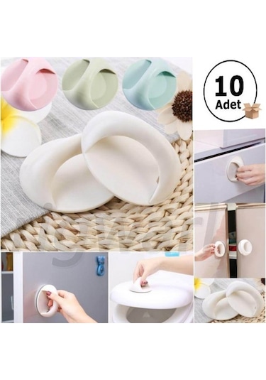 10 Adet Çok Amaçlı Yapışkanlı Mobilya Klozet Dolap Cam Çekmece