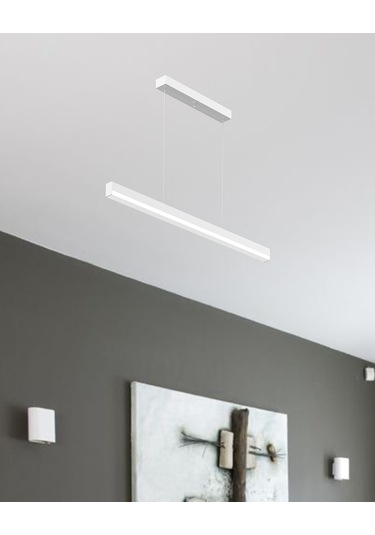 Magro 120cm Beyaz Kasa, Beyaz Işık Modern Sarkıt Led Avize Beyaz