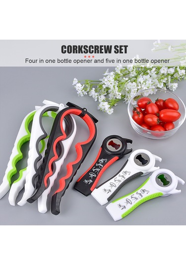 Konesam Beyaz-gri 2 Parça Set: 4'lü Konserve Açıcı + 5'lü Şişe Açıcı, Çeşitli Boyutlardaki Konserveler Ve Şişeler İçin Ergonomik, Kaymazsız Kollü Mutfak Aleti Gri