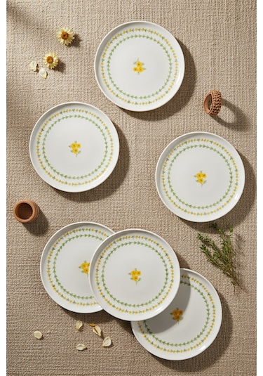 Bernardo Mimoza 6 Parça Pasta Takımı Beyaz - Sarı