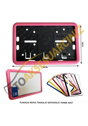 Plakalık Plastik Tak Kolay Motor Motosiklet Pembe Çerçeveli 1 Ad