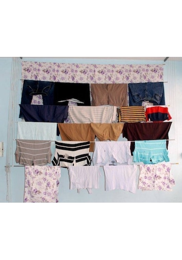 Güneş Asansörlü Çamaşır Askısı Çamaşırlık 4 Çubuklu 200 CM Gri