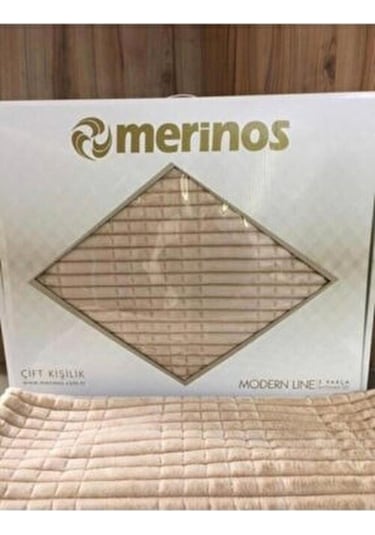 Modern Line 3 Parça Battaniye Seti - Bej