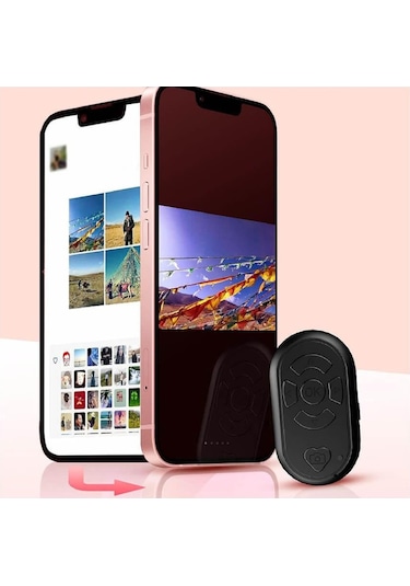 Tiktok Bluetooth Uzaktan Kumanda Düğmesi Sayfa Çevirici Video Kaydı Selfie Kumandası - Siyah