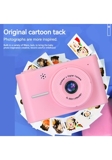 Vkemall Kız Çocukları İçin Pembe 20mp 1080p Dijital Fotoğraf Makinesi - 2.0 İnç Ekran, 8x Zoom, Ön-arka Kameralar, Dahili Pil,  Önerisi