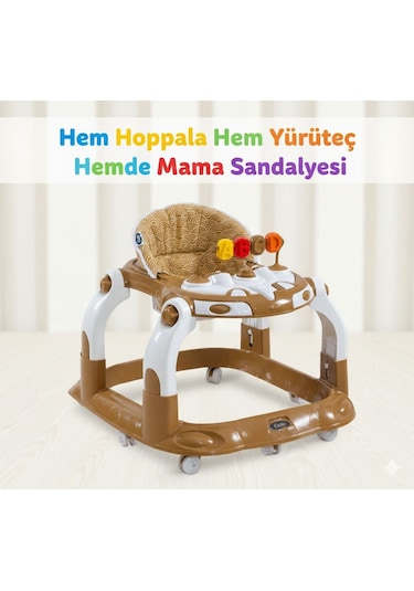 Kornalı Oyuncaklı Mama Tablalı Zıp Zıp Hoppala Yürüteç & Örümcek & İlk Adım