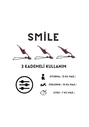 Mamma Smile Cotton Sallanır Üç Kademeli Ana Kucağı Oyuncak Aparatı Ve Seyahat Çantası Bordo
