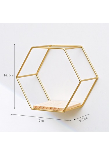 Lemestar Altın Mini Altıgen Duvarlı Dolap - Ev Dekorasyonu Ve Depolama İçin Pratik Demir Raf Altın