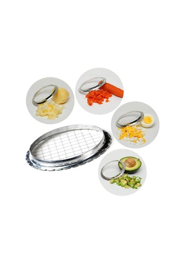 Paslanmaz Çelik Küp Dilimleyici Yumurta Kesici 8.5cm Dayanıklı Temizlemesi Kolay Gümüş