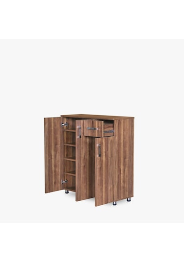 Ayakkabılık Çok Amaç Model Parlak Ceviz Hard Suntalem Demonte 5raf 1çekmece El Yapım Ceviz