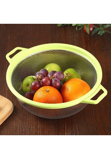 Xurunkeji Saplı Ve Ayaklı Paslanmaz Çelik Süzgeç Büyük Metal Yeşil Süzgeç Makarna, Meyve, Sebze, Erişte, Salatalar İçin Yeşil