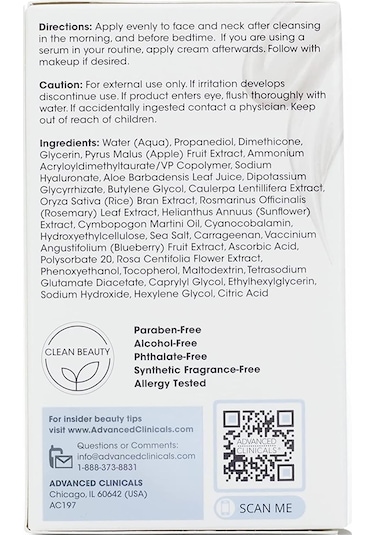 Advanced Clinicals Hyaluronic Nemlendirici Jel Yüz Kremi 59ML