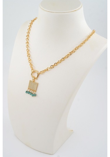 Kadın Özel Tasarım Taş Boncuklu Kolye - ALTIN Gold