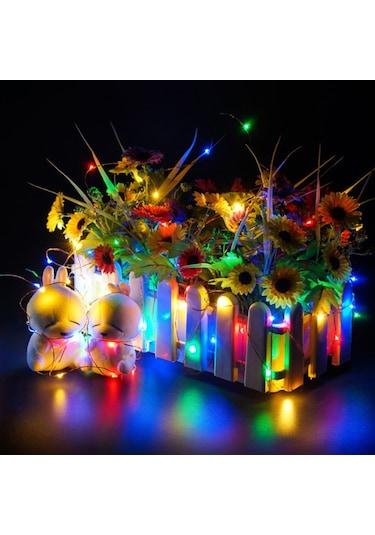 Yuntech01 10m 100 Led Renkli Dış Mekan Işık Zinciri, 8 Fonksiyonlu Pillerle Çalışır, Bahçe, Bahçe, Bayram Dekorasyonu Için Uygundur Diğer