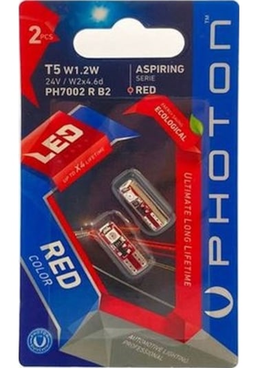 Photon T5 W1.2w 24v Kırmızı 3smd Led 2'lı Blıster