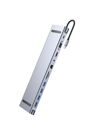 11/12-in-1 Type C Dock Usb C Hub 3.0 Splitter Çoklayıcı 4k Rj45 Sd/tf Vga Hdmı Uyumlu Dizüstü Bilgisayar