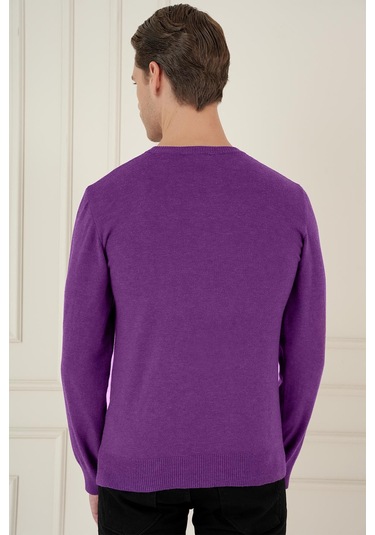 Tr 875 Slim Fit Mor Klasik Triko Mor