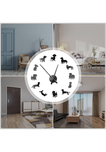 Kendin Yap Dachshund Duvar Sanatı Sosis Köpek Yavrusu Köpek Evcil Hayvan Aynalı Çerçevesiz Dev Duvar Saati Sausaby Diğer