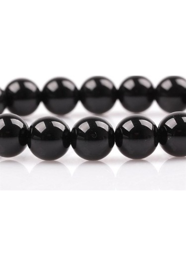 Tesbih Sakarya Siyah Parlak Oniks Taşı Doğaltaş Unisex Bileklik Siyah