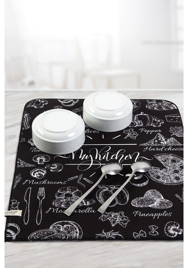Baskılı Bulaşık Kurutma Matı 42x50 Cm Mf-072 Çok Renkli