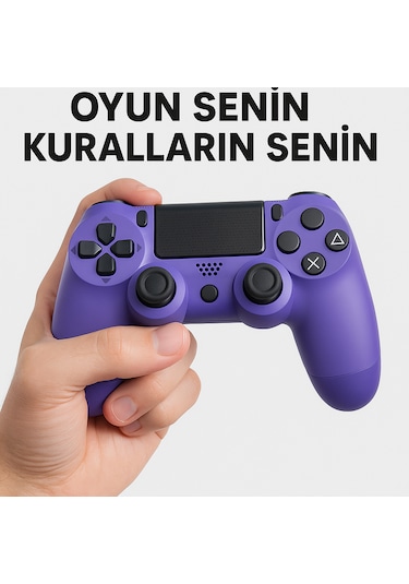 Yeni Nesil Ps4 Kolu Kablosuz Şarj Edilebilir Titreşimli Mor Renk