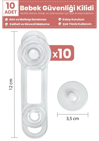 İdeal Baby Mini Çok Amaçlı Kilit 10 Adet Çok Renkli