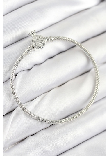 Pirinç Charm Zirkon Taşlı Taç Model Gümüş Renk Kadın Bileklik - Tj-bb7802 Çok Renkli