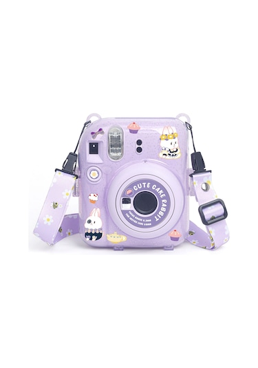 Instax Mini 12 Makine Uyumlu Lila Simli Pleksi Kılıf