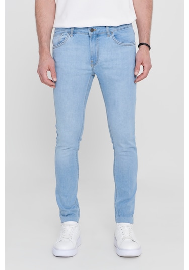 AC&Co / Altınyıldız Classics Ekstra Slim Fit Dar Kesim Pamuklu Riss Erkek Jean Kot Pantolon Mavi