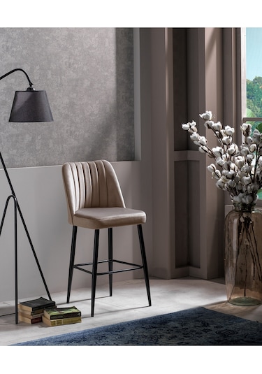 Ada Bar Sandalye - Babyface Kapuçino - Metal Siyah Ayak 2 Adet Kapuçino