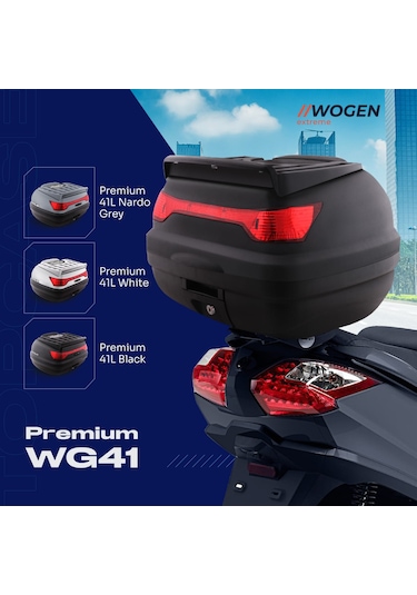 41 Litre Motosiklet Arka Çanta Üst Bagaj Basic Beyaz