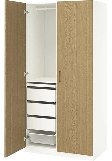 Ikea Beyaz Geniş Kapaklı Gardırop 100x60x201 Cm