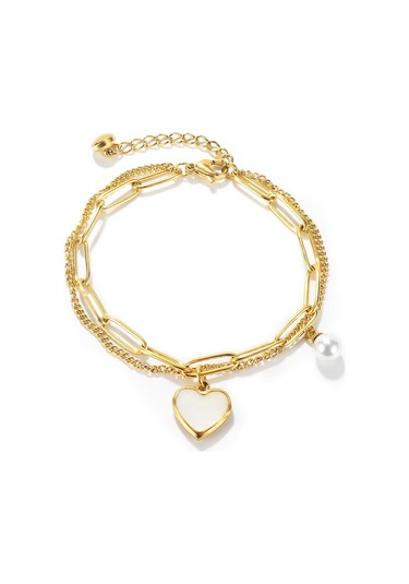 Altın Opk Çift Katlı Aşk İnci Paslanmaz Çelik Bileklik