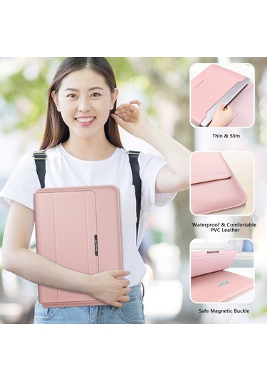 Maiyame 15" Pembe Altın Dijital Cihaz Çantası - Su Geçirmez, Çizik Dayanıklı, Döşeme + Bilek Destekli, Huawei Ve  Uyumlu, Taşınabilir Gül Altın