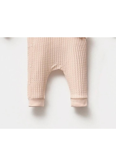 By Bubbles Natural Belden Dantelli Kız Bebek Tulum Somon