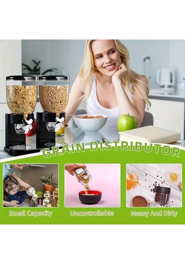 Xuweiwei Beyaz Tek Dokunuşlu Tahıl Dispanseri - Hava Geçirmez Bpa İçermez Saklama Kabı Beyaz