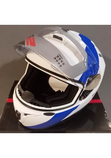 Rs2 320 DP815 Kapalı Kask Beyaz - Mavi Çizgili