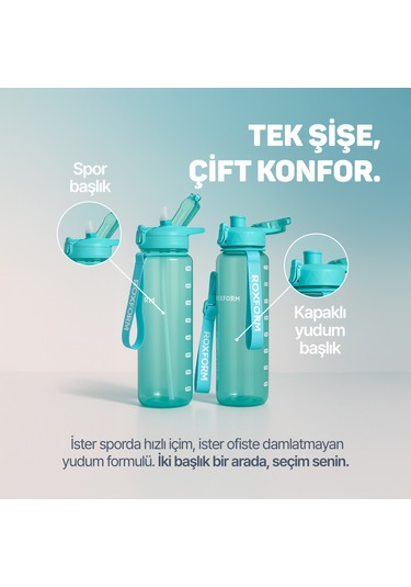 Roxform 1100 Ml Mavi Premium Suluk Matara Bpa & Bps İçermez, Kılıflı Ve Sızdırmaz Mavi