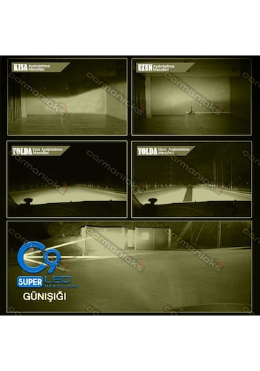 C9 Trio Üç Renk Led Xenon Far Ampulü Buz Mavi Beyaz Gün Işığı H4