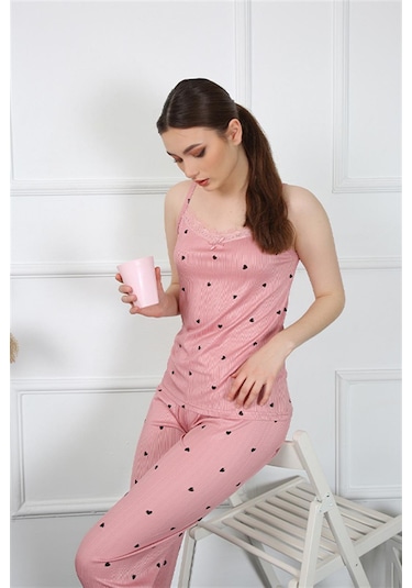 Akbeniz Kadın İp Askılı Somon Pijama Takım 4138 - M Somon