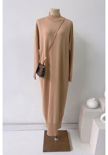 Merserize Elbise - Sütlü Kahve